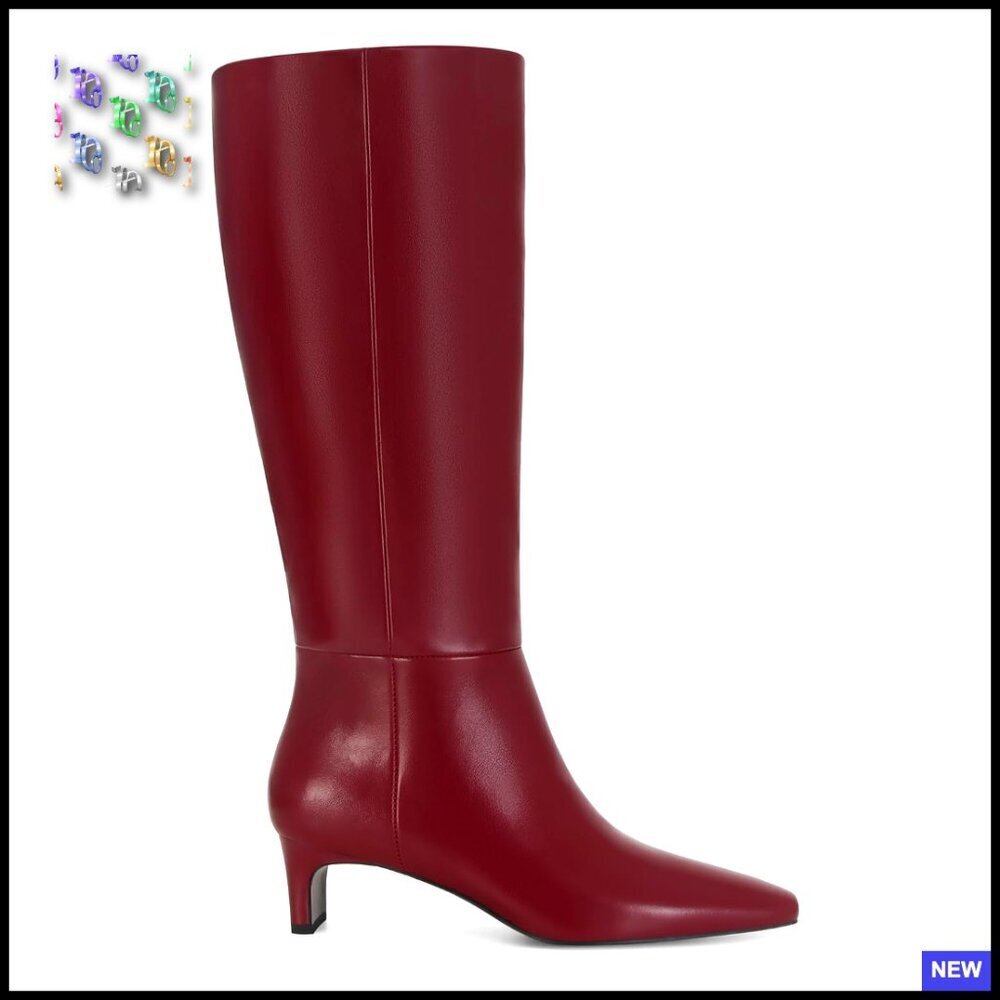 Suede Knee High Boots Wide Calf Kitten Heel Pointed Toe Stiletto Fashion